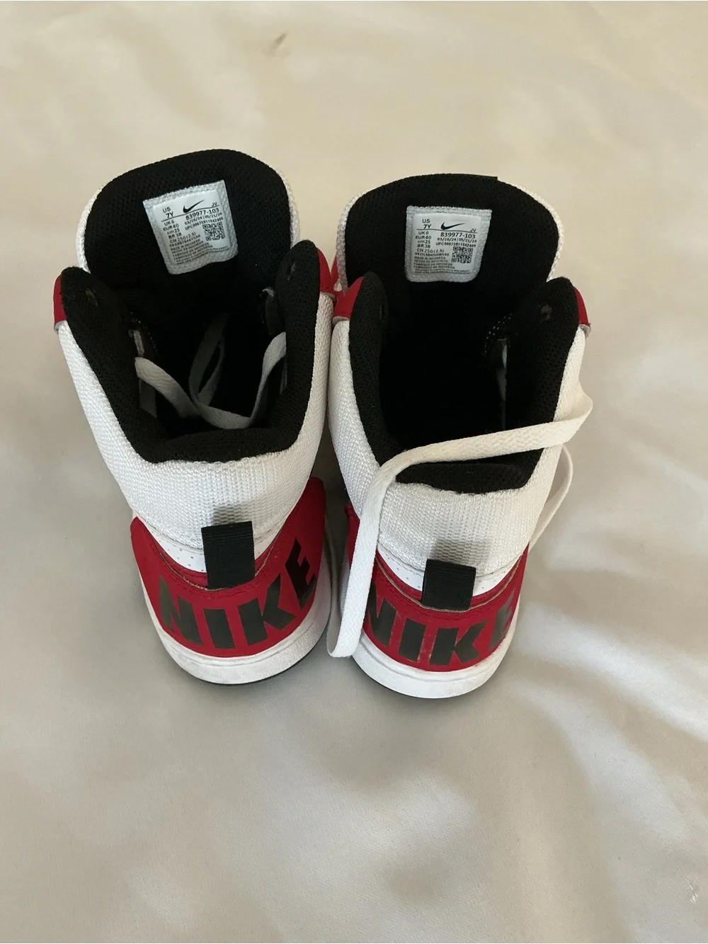 Nike Court Borough Mid Sneakers White Red Black Youth 7Y / Women’s 8.5